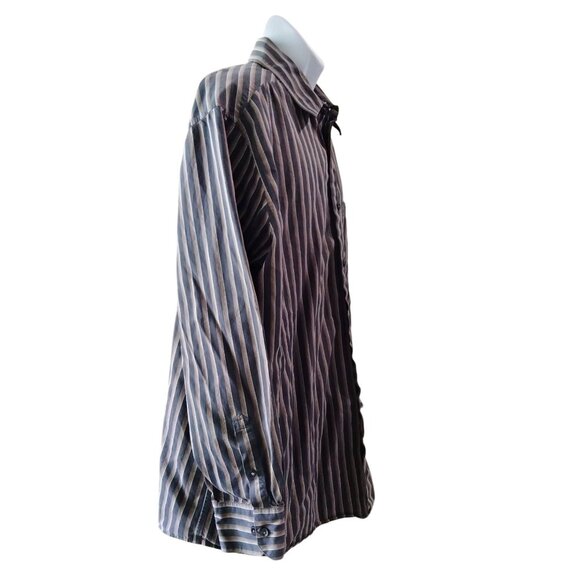 Concepts By Claiborne Mens Shirt 3XL Striped Button-Up Gray Black Long Sleeve - Picture 3 of 9